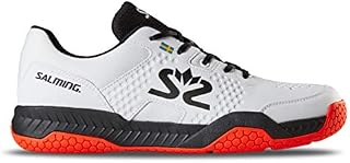 Salming Men's Hawk Court Squash Indoor Multisport Shoes, White/Black/New FlameRed, 11