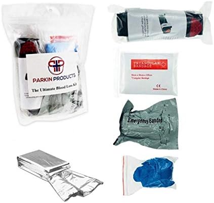 Tourniquet Kit - Military application tactical tourniquets stop hemorrhages. Compression bandage, gloves, triangular bandage, Emergency Blanket. Life-saving first aid outdoor pack
