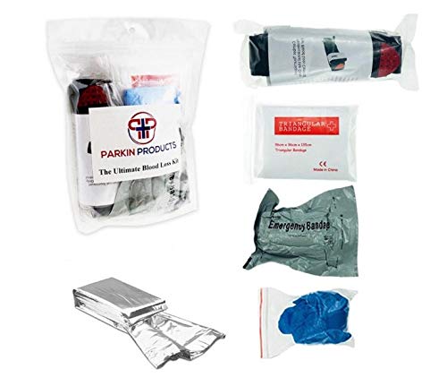 Tourniquet Kit - Military application tactical tourniquets stop hemorrhages. Compression bandage, gloves, triangular bandage, Emergency Blanket. Life-saving first aid outdoor pack