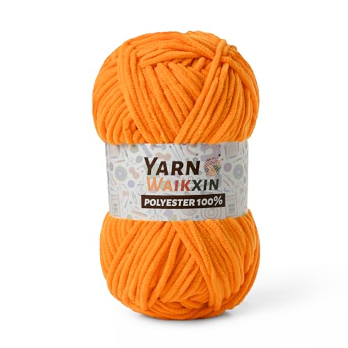 Image of Soft Chenille Yarn for Crocheting, Fluffy Chunky Crochet Yarn for Baby Blanket, (1.76oz /65.6yds) Fuzzy Velvet Yarn for Amigurumi&DIY Puzzle、Crafts、Scarf(Orange)