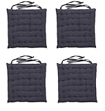 Homevibes Cojines para Sillas, Cojin para Silla con Lazos, Juego de 4 Cojines para Interior o Exterior de 100% Algodon, Medidas 40 x 40 x 5 cm Varios Diseños para Decorar Tu Hogar(Gris Oscuro)