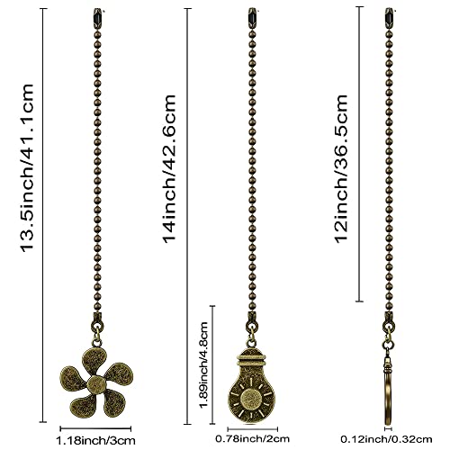 Image of Ceiling Fan Pull Chain Extension, 12 Inches Decorative Fan Pull Chain Pendant Set, Beaded Ball Fan Pull Chain Extender Ornament with Connector, (Antique Bronze)
