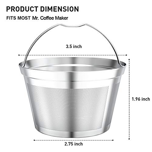 Nicelucky Reusable 4 -5Cup Basket Replacement Coffee Filters- Stainless Steel Permanent Coffee Filter Fits For Mr.coffee Maker And Brewer #TOP4