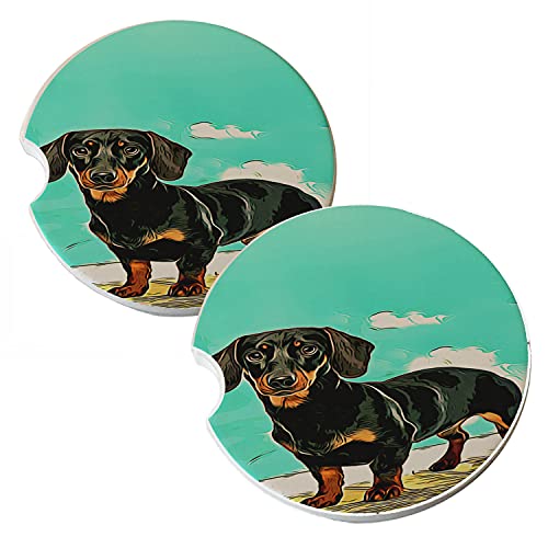 Posavasos para auto de piedra natural Dachshund set 2 miniatura 1