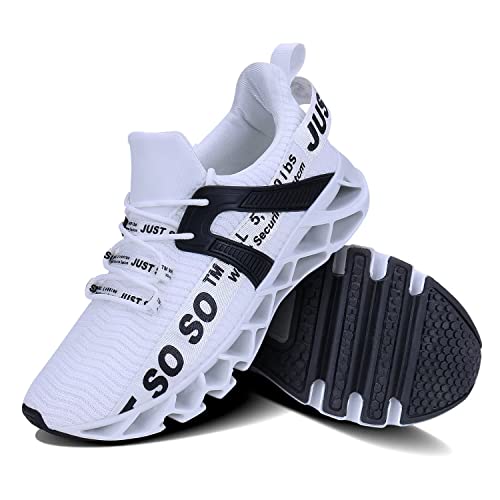 Mens Running Shoes Non Slip Athletic Walking Blade Type Sneakers White,Us 9 #TOP5