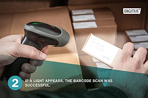 Digitus Scanner Di Codici A Barre 2D Con Bluetooth - IP54 - Batteria Da 2000 Mah - Portata: 12 M - Tempo Di Funzionamento: 18H - Larghezza Di Scansione: 10 Cm - Per Codici A Barre E Qr - Nero/Grigio - 11