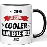 JUNIWORDS Tasse, So sieht ein richtig cooler Klavierlehrer aus, Schwarz (5820981)