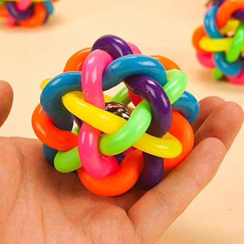 Santosh Enterprises Pet Dog Rainbow Colourful Bouncy Rubber Balls Chew Toys with Bell for Puppies (Multicolour) (B082SNY654) Amazon Price History, Amazon Price Tracker