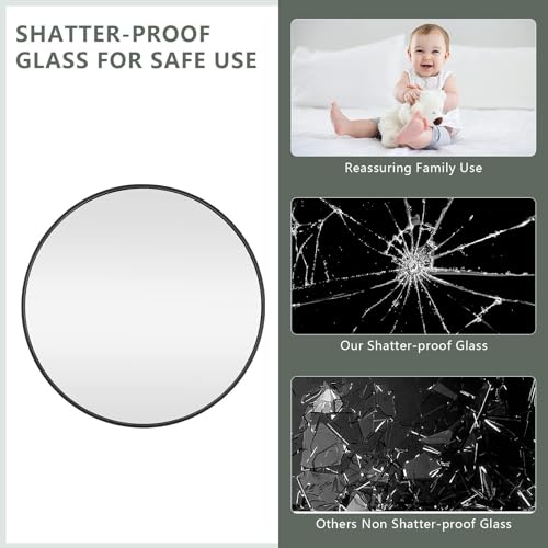 Trintion Round Mirror 60cm Circle Hanging Wall Mirror Home Decorative Wall Mounted Vanity Mirror for Bathroom Living Room - Image 4