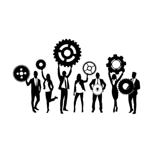 Calcomanía de pared para empresa, trabajo en equipo, trabajo en equipo, pegatinas de pared, vinilo para interior de oficina-L-54x91cm-Black