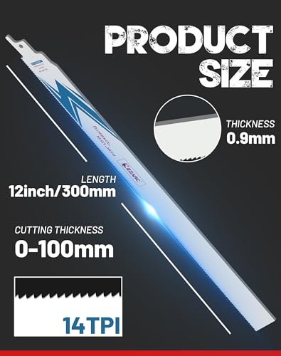 Miniatura 3 de Ezarc Hojas De Sierra Sable Bimetálica Cobalt R1226pm 300mm 14tpi Puede Cortar Metal Pesado - 5 Piezas