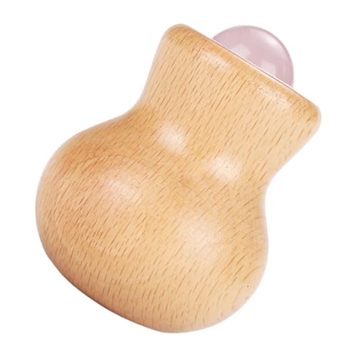 iplusmile Rodillo de Masaje Facial de Jade y Cuarzo Rosa Natural, Herramienta para Masaje Ocular y Facial, Madera de Fresno, para Relajación Muscular de Cuello, Manos y Piernas, Uso