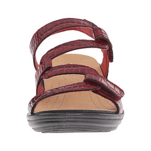Revere Shoes Emerald Back Strap Sandal For Women - Leather Sandals With Adjustable Straps - Lightweight Arch Support - Comfort Walking Sandals - Red Croc 7 Medium #TOP2