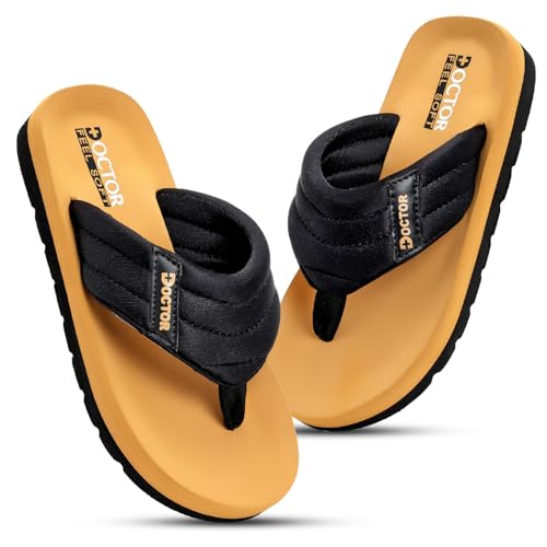 Image of Cushioned Flip Flops for Men | Padded Fabric Strap Thong Slippers | Lightweight Anti-Slip EVA Sole Everyday Wear Footwear