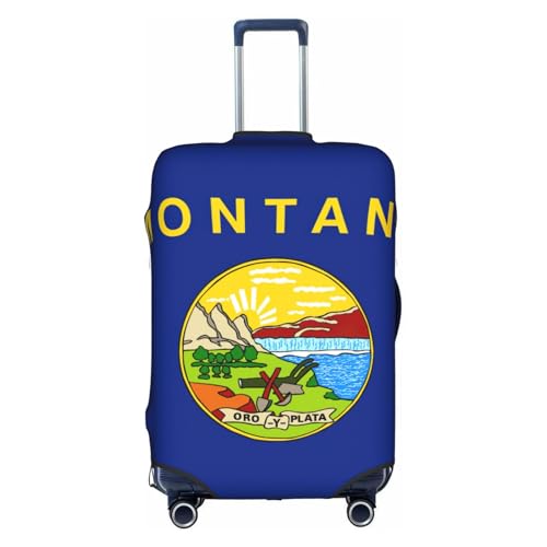 KLJnmbb Montana State Flag Print Valigie Copertura Elastica Lavabile Anti Graffio Protezione Dei Bagagli Antipolvere Elegante, bianco, L