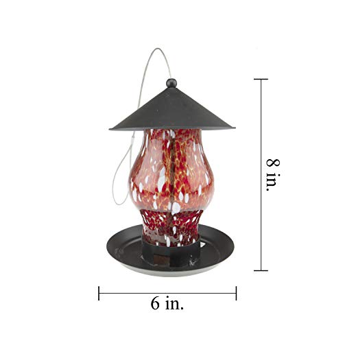 Clever Garden Glass Bird Feeder, Hanging Outdoor Decoration For Wild Birds, Red Cylinder #TOP1