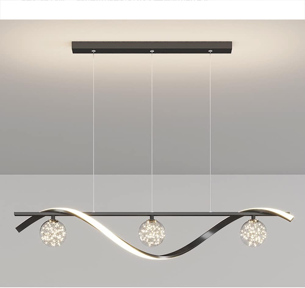 Simplicity 39.4Inches Led Kitchen Island Pendant Light 30W Dimmable Aluminum Hanging Light Adjustable Height Chandelier for Kitchen Island, Dining Room