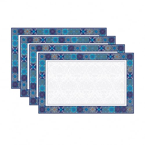 Image of Premium Leather Dining (Pack of 4) Placemats - Waterproof, Heat Resistant, Non-Slip Table Mats for Kitchen & Dining (Riviera Blue)