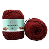 Off-The-Yak Wool Yarn for Crocheting, 3-Pack (360Yds / 300G), Free Patterns - Wool Acrylic Blend Yarn for Knitting - #4 Medium Worsted Weight - Brick Red