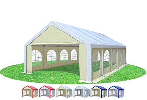 Stabilezelte Partyzelt 5x10m Modular Professional PVC 500 g/m² mit Fenster Weiss BEIGE