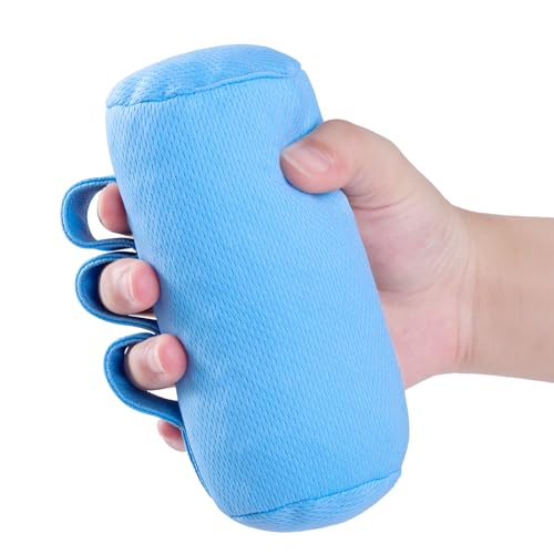 Palm Grips, Hand Contracture Cushions, Finger Grips, Finger Splitter, Palm Protector for Hand Contracture, Grip Strengthener Pad, Stress Relief, for Elderly Care, Washable, Blue, 1 Pcs