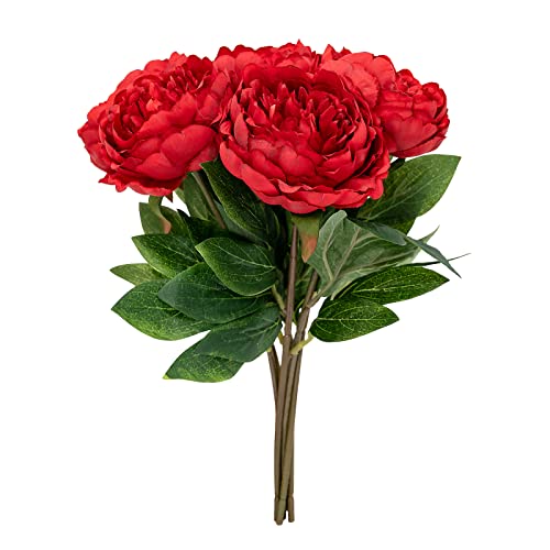 Softflame Artificial/Fake/Faux Flowers - Peony Red 6Pcs For Wedding, Home, Party, Restaurant (850909) #TOP4