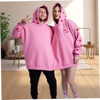 Paar hoodies dubbele eendelige pullover sweatshirt extra groot intiem sweatshirt met capuchon voor 2 personen met zakgeschenken voor koppels die (zwart) dragen