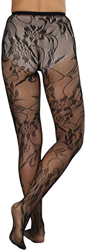 Image of ToBeInStyle Women's Elegant Floral Lace Inspired Spandex Net Full Length Tights