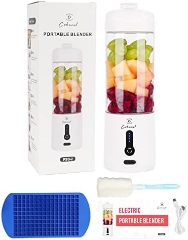 COKUNST Portable Blender, 18 Oz Personal Blender for Smoothies and Shakes, Mini blender with 6 Blades and Type-C Rechargeable, Fruit Juicer Portable Mixer Cup with Ice Tray for Travel Sports Kitchen
