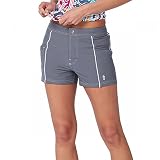 Free Country Women's Woven Stretch Swim Short Gray X Large