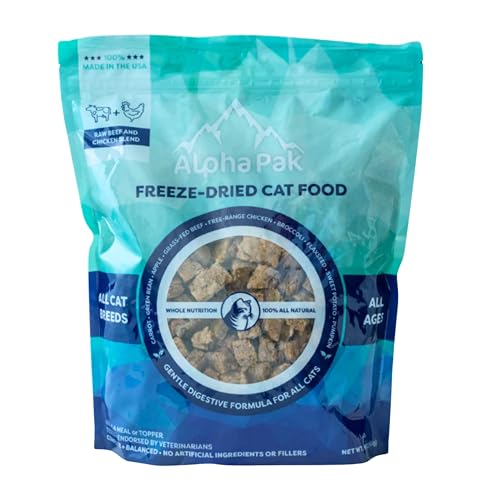 AlphaPak, Freeze-Dried Cat Food, All Breeds, All Ages, Whole Food Nutrition, Grain Free, Made in The USA. (Chicken & Beef)