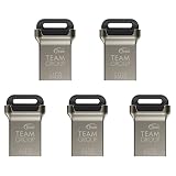 TEAMGROUP C162 64GB 5 Pack USB 3.2 Gen 1 USB 3.1/3.0 Mini Fits Metal Read 100MB/s Flash Thumb Drive External Data Storage Memory Stick Compatible with Computer/Laptop Black TC162364GB21