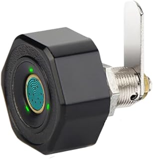 バイオメトリック指紋引き出しロック 20mm スマートキャビネットロック 20指紋収納付き 自宅/ベッドサイド/テーブル/オフィス/メタルキャビネット収納ボックス用 (ブラック)
