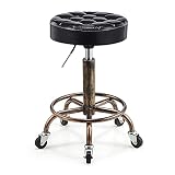 Frisierhocker, Retro Hocker Lift Rotierender Hocker Metall Kreativer Nagelhocker Schuhwechselhocker Runder Hocker Friseurhocker Dekorativer Hocker 46-60CM,Schwarz