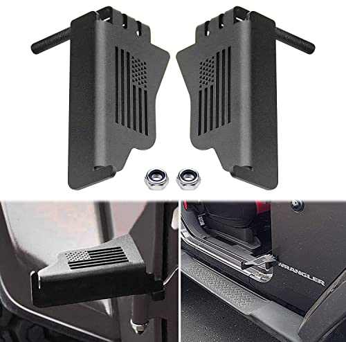 Foot Pegs For Jeep Wrangler, Door Hinge Foot Pegs Rest Pedal With U.s. Flag Style For Jeep Exterior, Black Steel Kick Panel Fit For Jeep Wrangler Jk Jku Jl Jlu 2007-2021 (2 Pcs) #TOP4
