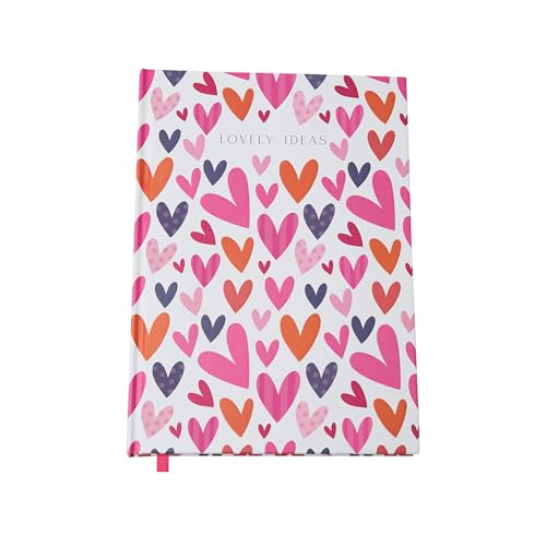 Image of A5 Notebook Hardback Hearts Lovely Ideas - Pretty Illustrated Design Gift