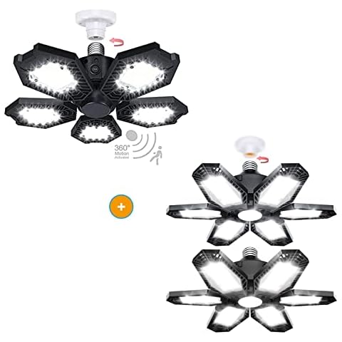 TANBABY Motion Sensor Garage Light, 150W Deformable LED Garage Light Garage Light 2 Pack 150W Ultra Bright Garage Ceiling Light Cover