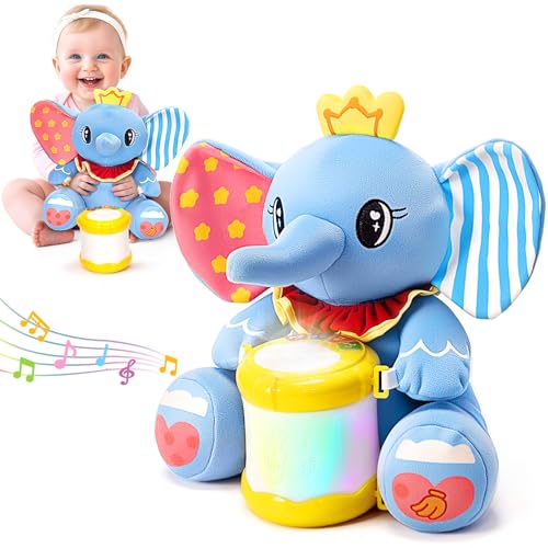 Hodurgyi Baby Toys 6-12 Months, Elephant Musical Plush with Lights, ABCs, Animal Sounds, Numbers, Infant Early Learning Toy,Christmas Birthday Gifts for 6+ Month Boys &Girls