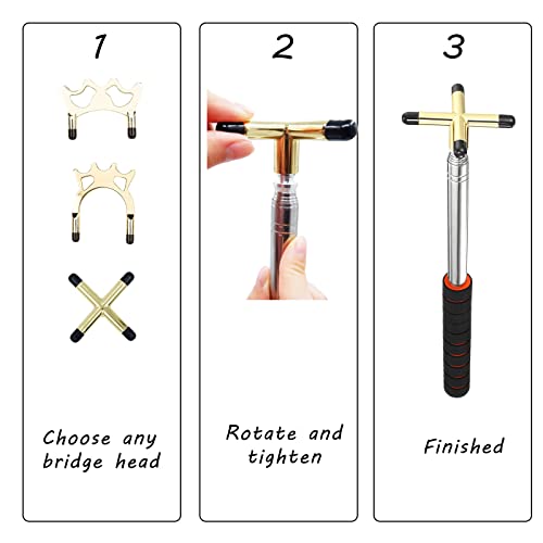 Tumiluben Retractable Billiards Cue Stick Bridge With 3 Pieces Removable Brass Bridge Head, Pool Stick Length Extends Up To 12.8-60Inches, Billiards Pool Cue Accessory For Pool Table #TOP2