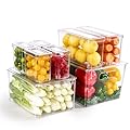 MUCHII 8 Pack Fridge Organizers, Stackable Fridge Organizer Bins with Lids, Kitchen Organization Storage Containers for Fruit, Food, Vegetables