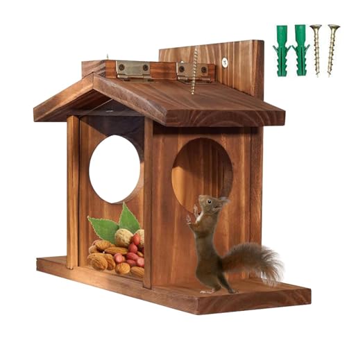 Caseta de ardilla de madera para evitar robos de comida de pájaros 6