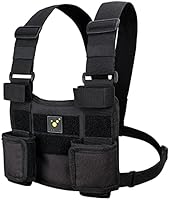 tee-uu Chest Twin Funkgeräte-Harnisch | Zwei anpassbare Gerätehalterungen | Klettflausch zur individuellen Kennzeichnung