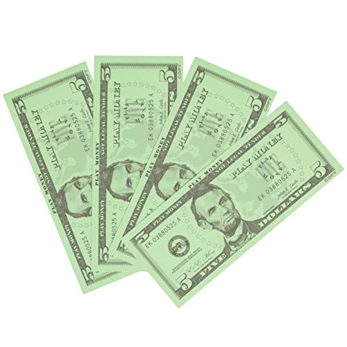image for LEARNING ADVANTAGE Five Dollar Play Bills - Set of 100 $5 Paper Bills 