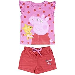 Cerdá Pijama Niña de Peppa Pig-Camiseta + Pantalon de Algodón Juego, Rosa, 3 años para Niñas