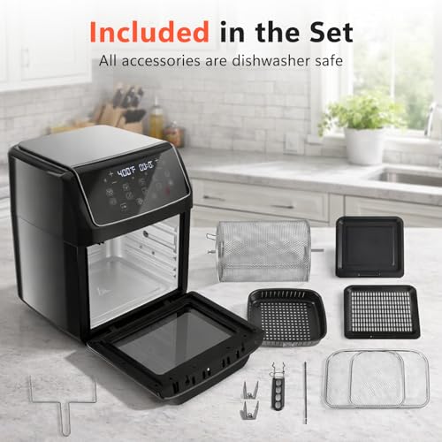 Simple Deluxe 10-in-1 Air Fryer Oven 12.6 Qt, Digital Preset Airfryer with Visible Window, Nonstick and Dishwasher-Safe Basket, Air Fry, Roast, Bake, Dehydrate, Fries, 1700W, Gary by Simple Deluxe - Image 8