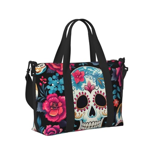 Sugar Skeleton Travel Duffel Bag Day of the Dead Carry On Tote Bag for Women Large Shoulder Weekender Overnight Bag Sports Gym Bag3