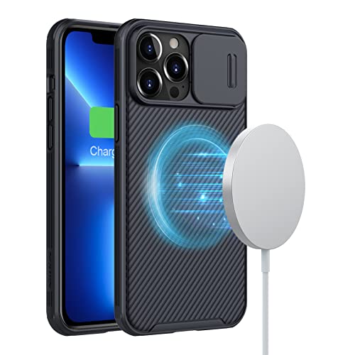 for iPhone 13 Pro Max Magnetic Mag-Safe Case, Nillkin CamShield Pro Camera Slide Cover Case for 13 Pro Max 5G Hard PC and TPU Phone Case for Phone 13 Pro Max 6.7'' Slim - Blue