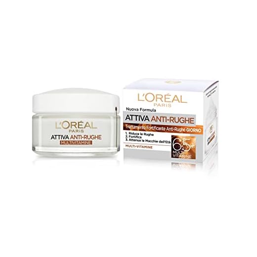 L'Oréal Paris Crema Viso Giorno e Notte Attiva Anti-Rughe, Trattamento Fortificante 65+ con Multivitamine, Adatto a Pelli Mature, 50 ml