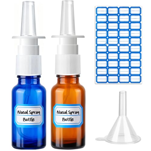 ZHWKMYP 4 Pcs Nasal Spray Bottle Glass Empty Refillable, 20ML/0.7OZ