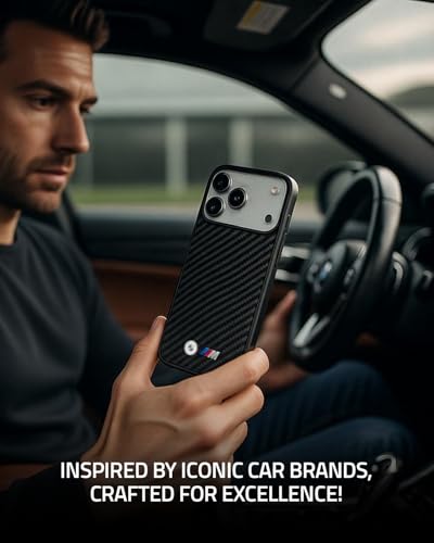 Image of CG MOBILE BMW [Official Licensed] Protective Case Designed for iPhone 17 Pro Max |Magnetic Compatible|M Collection|Kevlar Matt Case with Metal Logos -Black